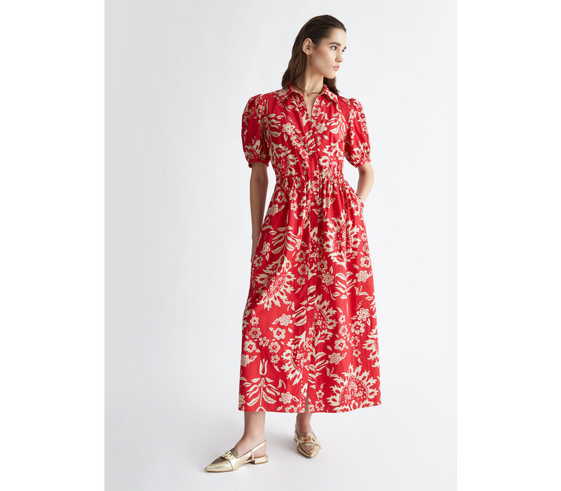 POPLIN SUMMER DRESS RED ORIENTAL DREAM