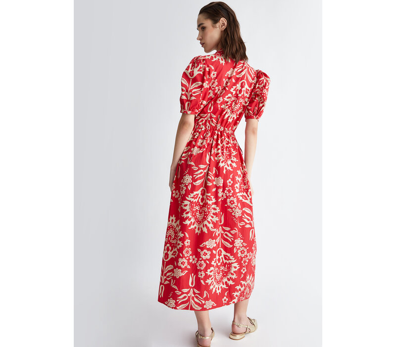 POPLIN SUMMER DRESS RED ORIENTAL DREAM