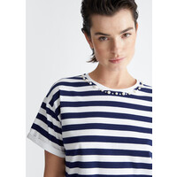 STRIPED T SHIRT  BCO/MYSTERY EMBR