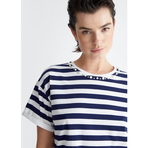  Liu Jo STRIPED T SHIRT  BCO/MYSTERY EMBR 