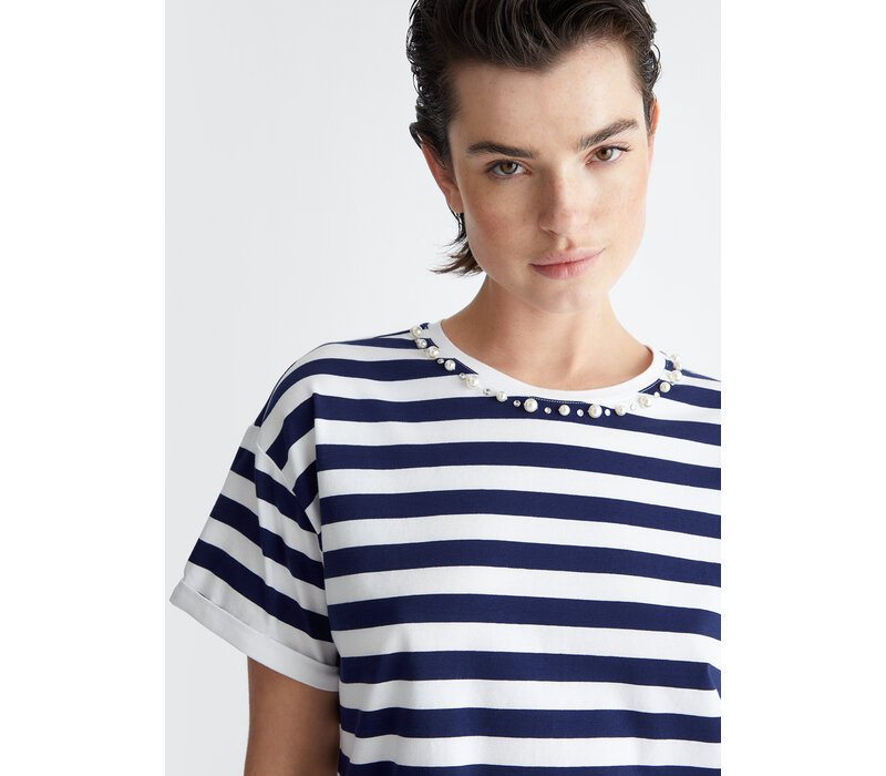 STRIPED T SHIRT  BCO/MYSTERY EMBR
