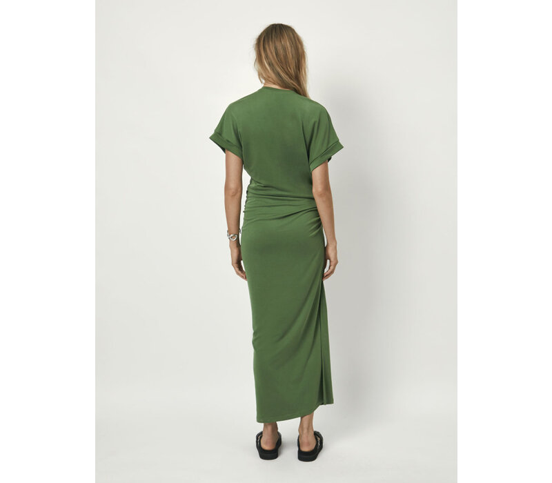 Giu Detailed Midi Dress Moss Green