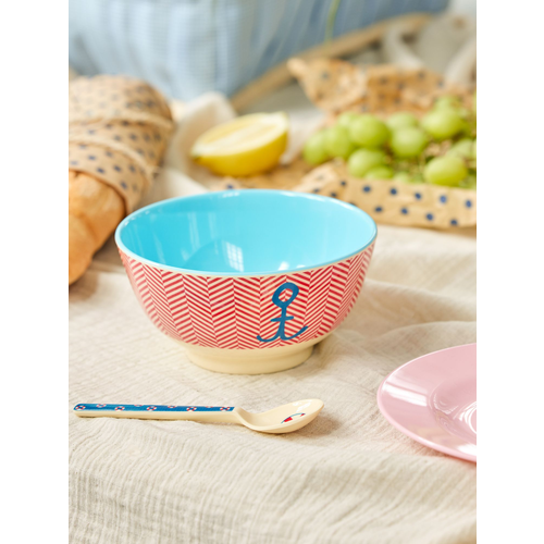  Rice Melamine Bowl with Anchor Print - Medium - 700 ml 