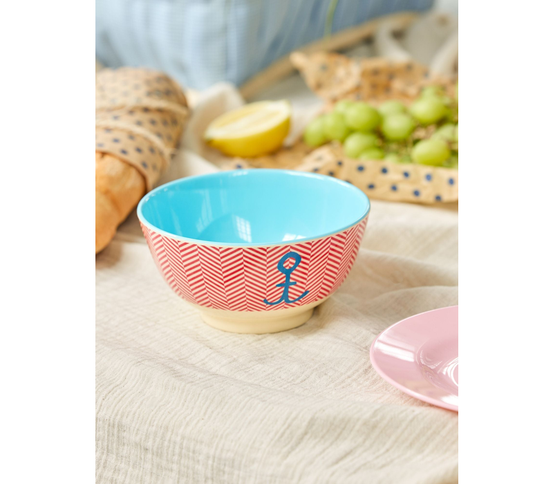 Melamine Bowl with Anchor Print - Medium - 700 ml