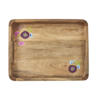 Wooden Tray with Handpainted Flowers