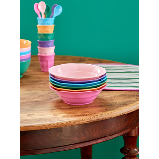 Rice Melamine Medium Bowl in 6 Asst. Colors - 6 Pack - 700 ml
