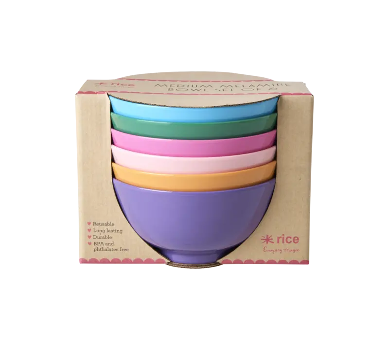 Melamine Soup Bowl in 6 Asst. Colors - 6 Pack - 400 ml