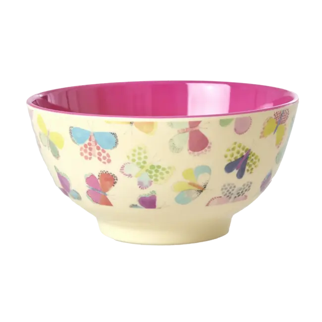Rice Melamine Bowl with Butterfly Print - Medium - 700 ml