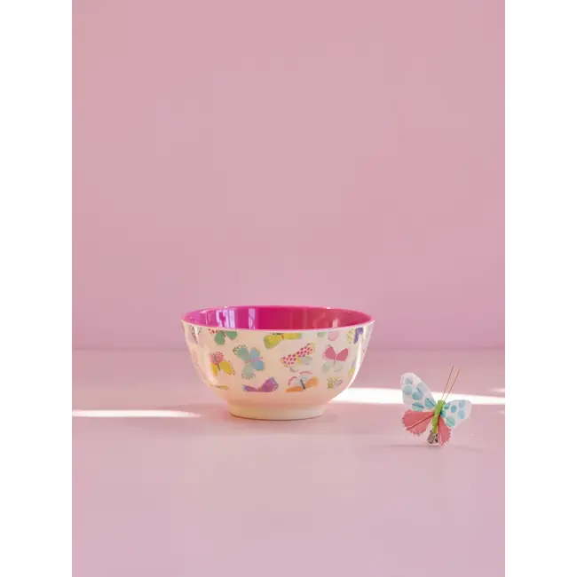Rice Melamine Bowl with Butterfly Print - Medium - 700 ml