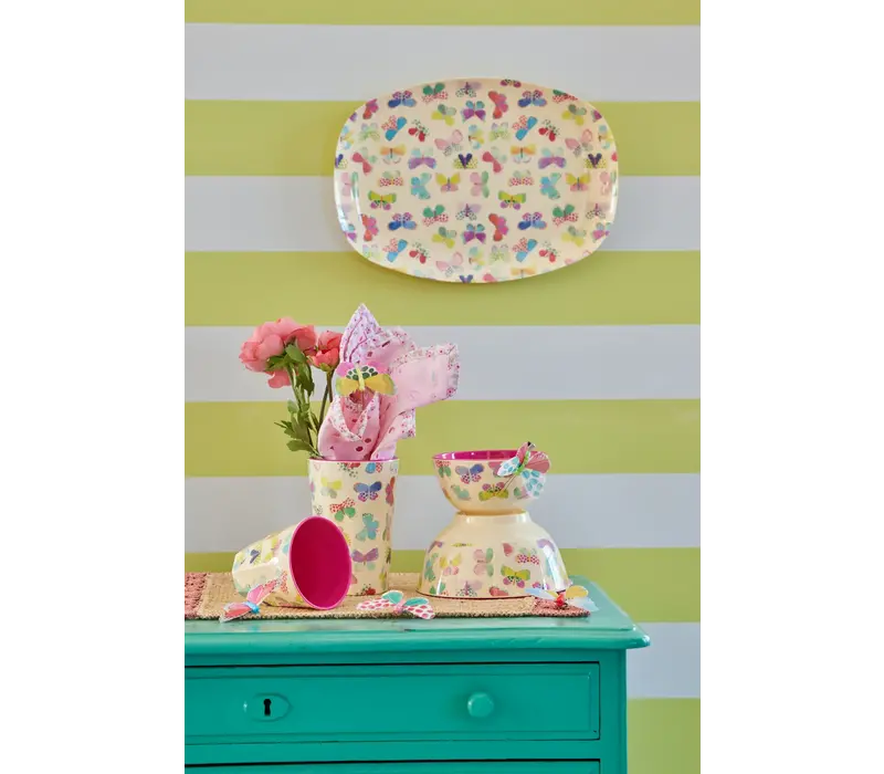 Melamine Rectangular Plate with Butterfly Print