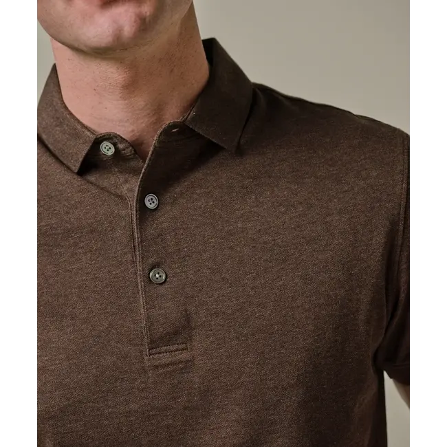 Profuomo Dark brown stretch pique polo