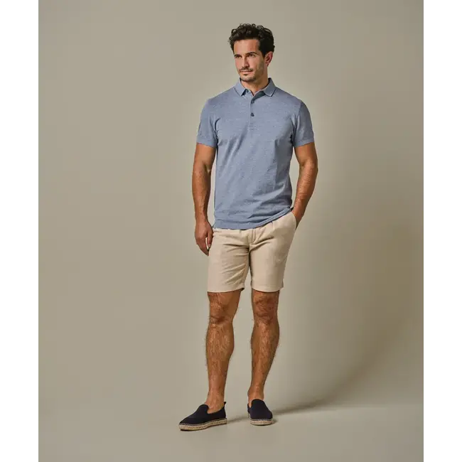 Profuomo Blue stretch pique polo