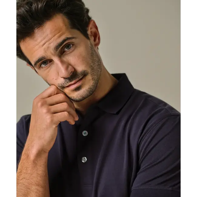 Profuomo Navy stretch pique polo