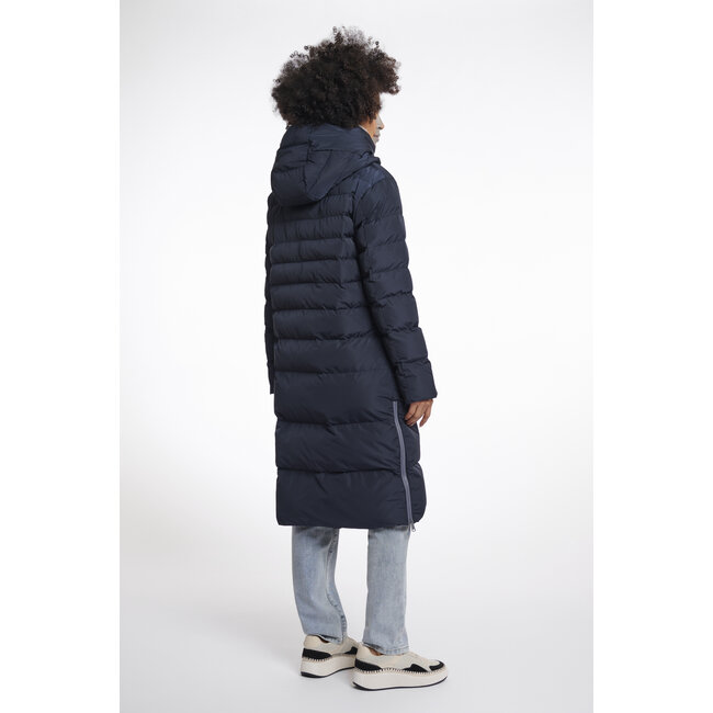 Rino & Pelle Long padded hooded coat with faux fur  Navy stone