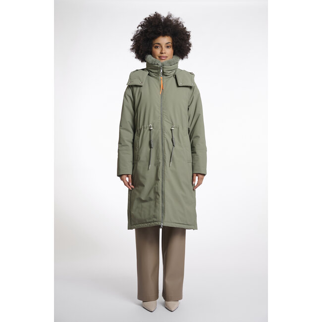 Rino & Pelle Outdoor jacket with detachable faux fur collar  Green ash