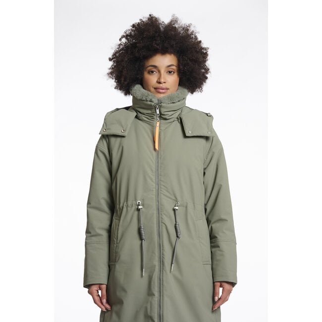 Rino & Pelle Outdoor jacket with detachable faux fur collar  Green ash