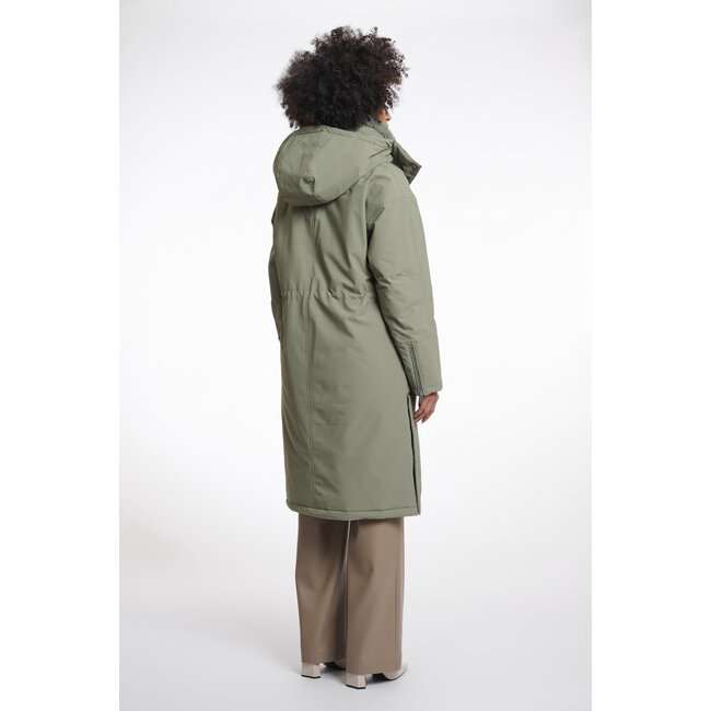 Rino & Pelle Outdoor jacket with detachable faux fur collar  Green ash