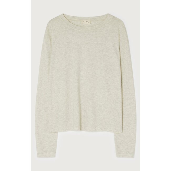 American Vintage YPAWOOD HEATHER GREY GRISCH T-SHIRT AMPLE ML COL BATEAU