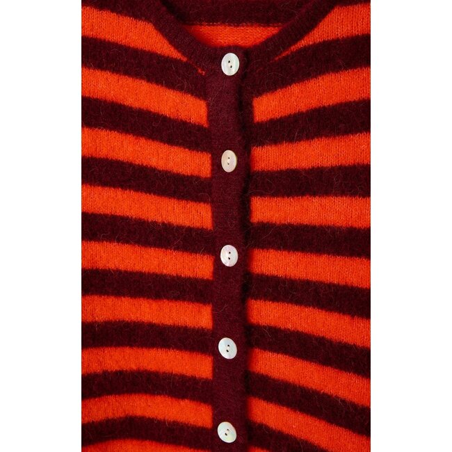 American Vintage VITOW GRENAT RAYE GASPACHO CHINE GILET COURT ML COL ROND