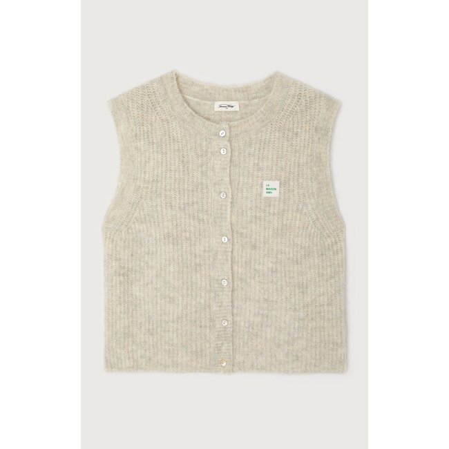 American Vintage EAST POUDREUSE CHINE GILET SM COL ROND