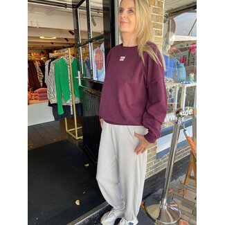 PI Sweater print aubergine ecru