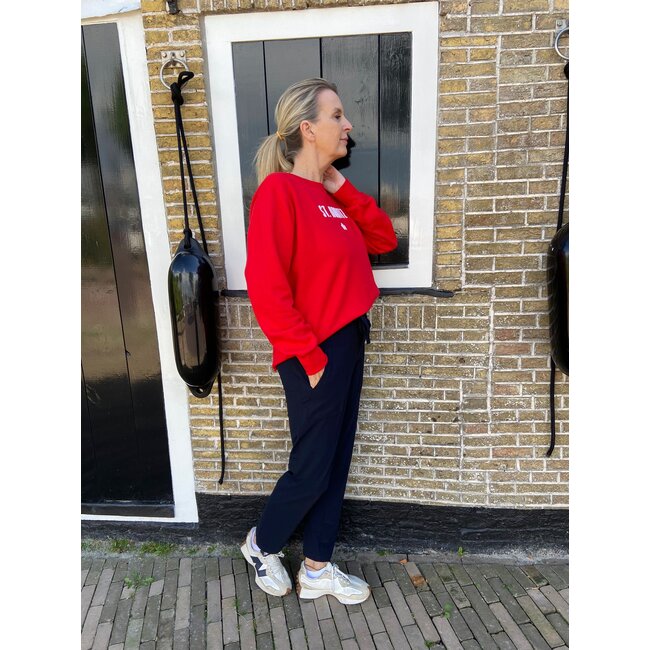 PENN&INK PI Sweater print tomato ecru