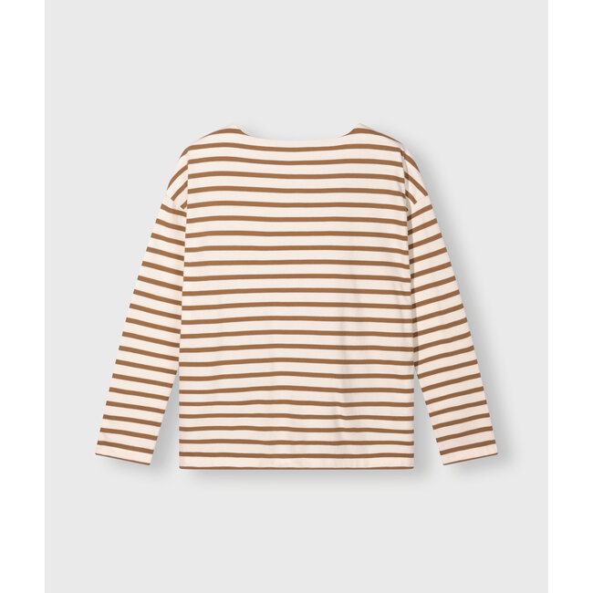 10Days boat neck top stripes ecru/suede