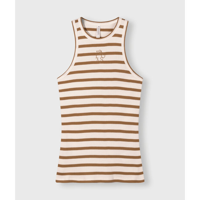 10Days tank top rib stripes ecru/suede