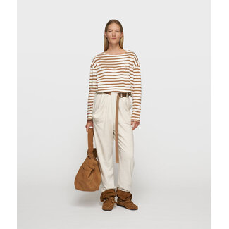 10Days boat neck top stripes ecru/suede