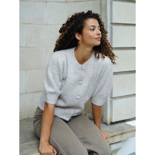 NEO NOIR Trudy Knit Cardigan Beige Melange