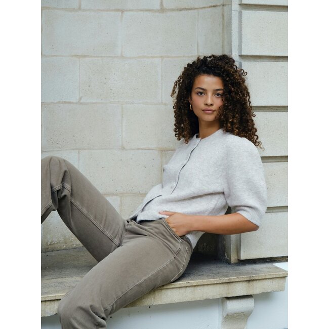 NEO NOIR Trudy Knit Cardigan Beige Melange