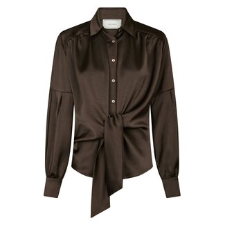 NEO NOIR Naja Satin Shirt Dark brown