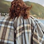 John Hanly Lambswool Throw Sky Beige Guard Check 