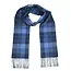 John Hanly Merino Luxury Wool Scarf Blue Navy Plaid 