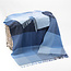 John Hanly Merino Wool Cashmere Throw Blue Mix Herringbone Block