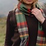 John Hanly Merino Luxury Wool Scarf Green Rust Orange Brown Check 