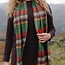 John Hanly Merino Luxury Wool Scarf Green Rust Orange Brown Check 