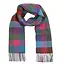 John Hanly Irish Wool Scarf Short Tabasco Blue Purple Green Block 