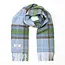 John Hanly Irish Wool Scarf Short Light Blue Green Check 