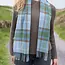 John Hanly Irish Wool Scarf Short Light Blue Green Check 