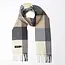 John Hanly Merino Luxury Wool Scarf Cream Brown & Black Block Check