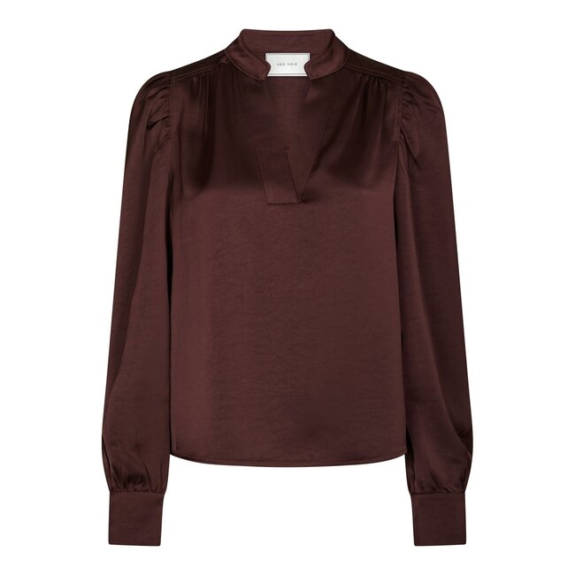 NEO NOIR Rosslyn Heavy Sateen Blouse Burgundy