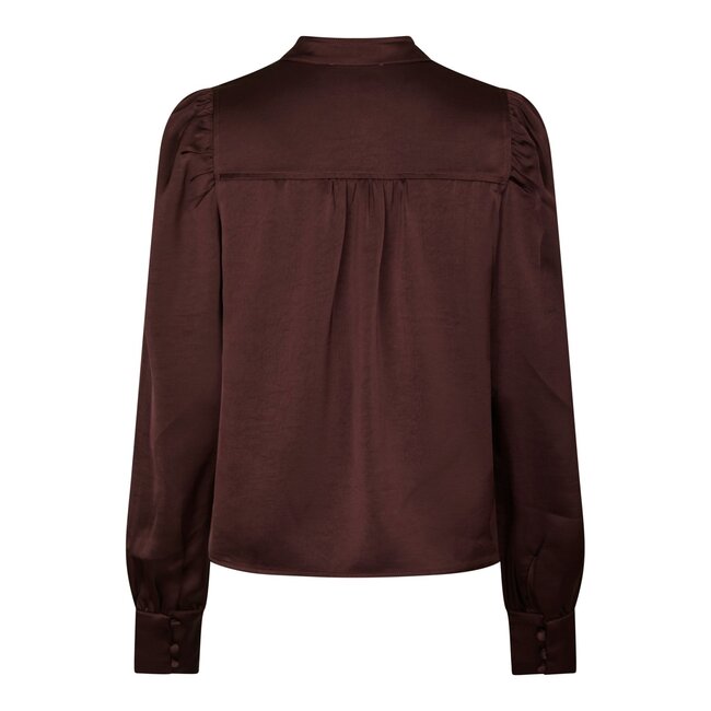 NEO NOIR Rosslyn Heavy Sateen Blouse Burgundy