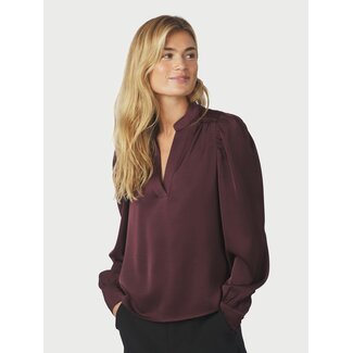 NEO NOIR Rosslyn Heavy Sateen Blouse Burgundy