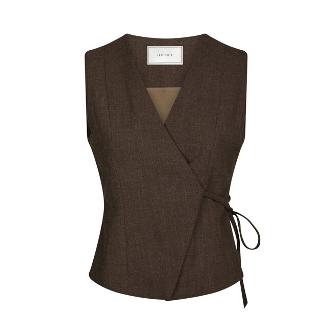 NEO NOIR Samara Melange Waistcoat Brown Melange