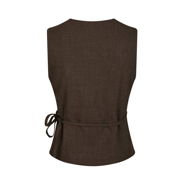 NEO NOIR Samara Melange Waistcoat Brown Melange