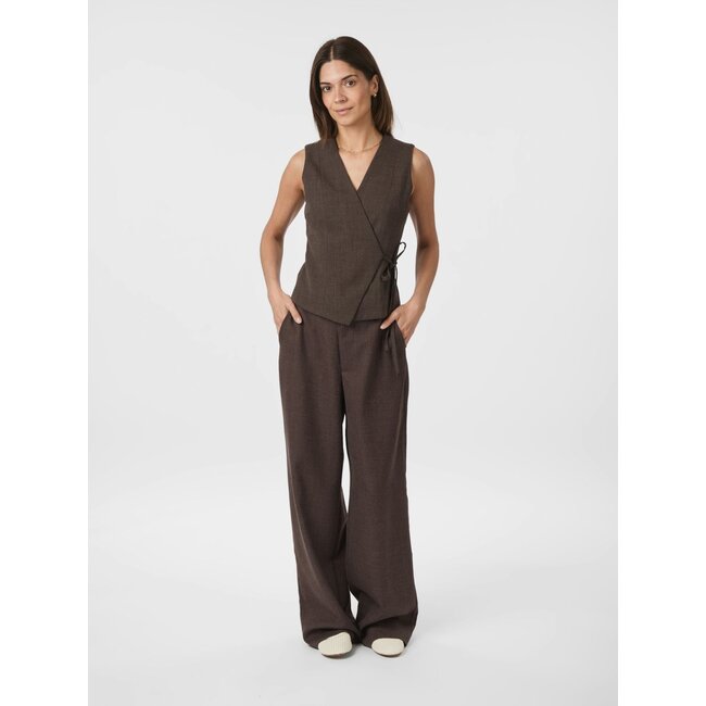 NEO NOIR Samara Melange Waistcoat Brown Melange