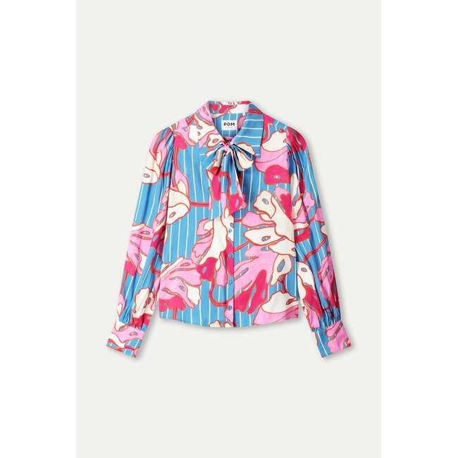 Pom Amsterdam BLOUSE - Urban Flora Stripe Multi colour