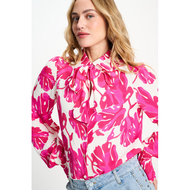 POM BLOUSE - Urban Flora White Multi colour