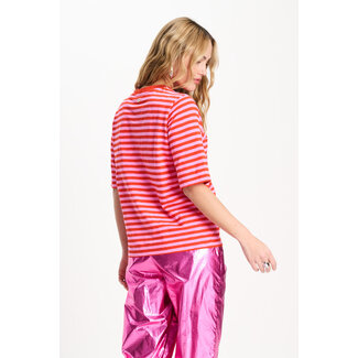 POM TSHIRT - Stripe Orange Pink Multi colour